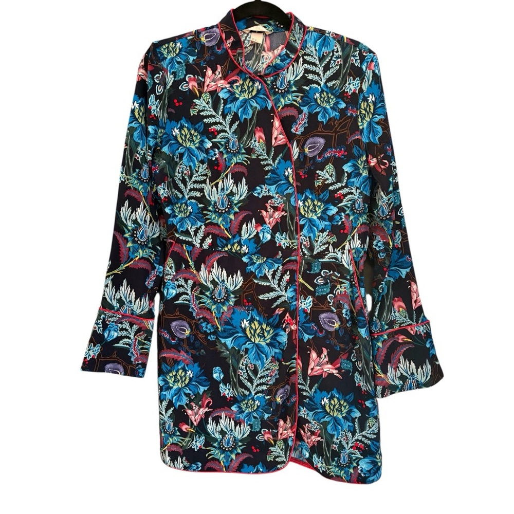 H&M Floral Mini Dress with Mandarin Collar and Snap Sleeves | US 10
